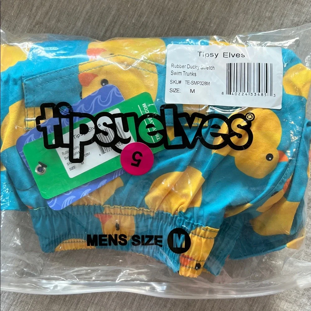 Tipsy Elves Rubber Ducky Stretch Swim Trunks Medium